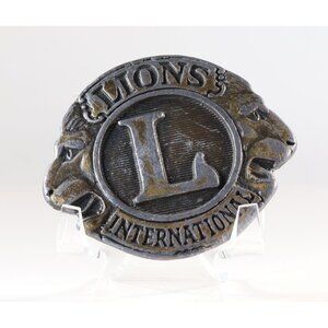 Belt Buckle Lions International Solid Metal Buckle 1977 USA